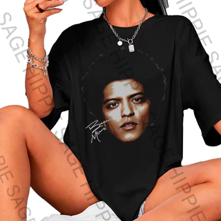 Camiseta Basica Algodao Bruno Mars Face Eyes Graphic Live In Brazil Unissex
