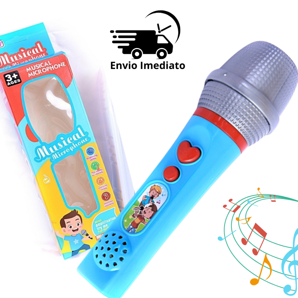 Microfone Musical Infantil que Sai A Voz Brinquedo Karaokê Musica Azul ...