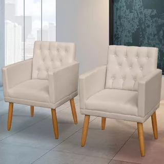 Kit 2 Poltronas para Sala de espera Capitone Decorativa Estofada Sala de estar Escritório Recepção