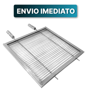 Grelha Uruguaia Premium Aramada Reforçada Para Churrasco Em Inox