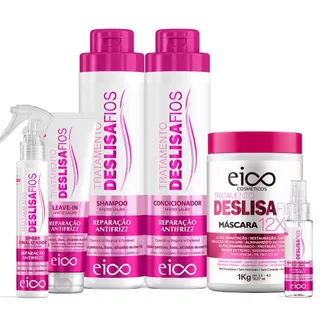 Eico Deslisa Fios Shampoo Condicionador 800ml + Máscara + Óleo Reparador + Leave-in + Spray