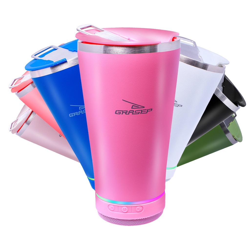 Copo Térmico Aço Alumínio Com Caixa De Som Alto Falante Tampa Abridor Bluetooth Carga Rápida Led Type-C Usb