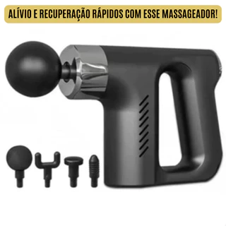 Massageador Profissional Muscular Elétrico e Portátil Pistola Gun KH-740 - Preto CUPOM EXLUSIVO