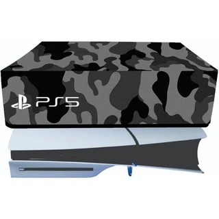 Capa Skin Para PS5 Slim - Horizontal - Camuflada Cinza