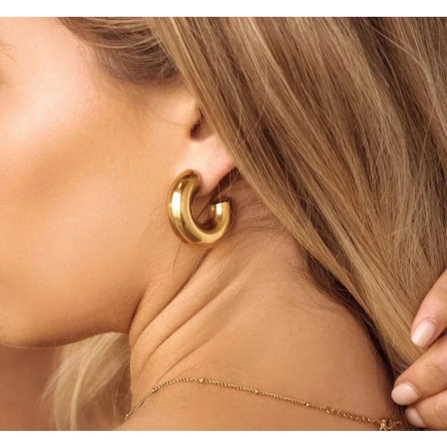 Brincos Femininos Tubo Dourado ou Prata Médio Acessórios Femininos Moda Elegante Tubular