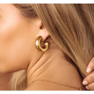 Brincos Femininos Tubo Dourado ou Prata Médio Acessórios Femininos Moda Elegante Tubular