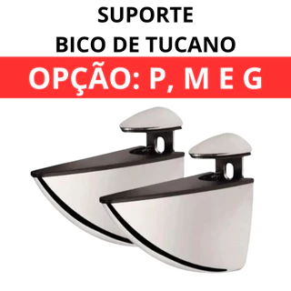 2 Suportes Bico de Tucano para Prateleiras de Vidro com Parafusos e buchas Incluidos