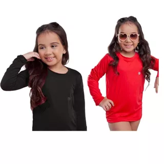 Kit 2 Blusa Infantil Térmica Uv50+ Menina Proteção Solar Segunda Pele