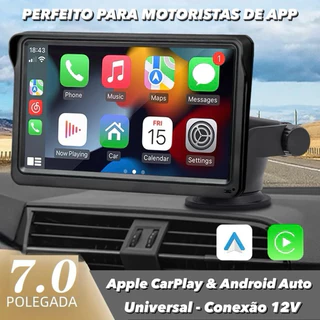 Multimídia 7” 12v c/ Apple CarPlay & Android Auto - Universal - Conexão 12V