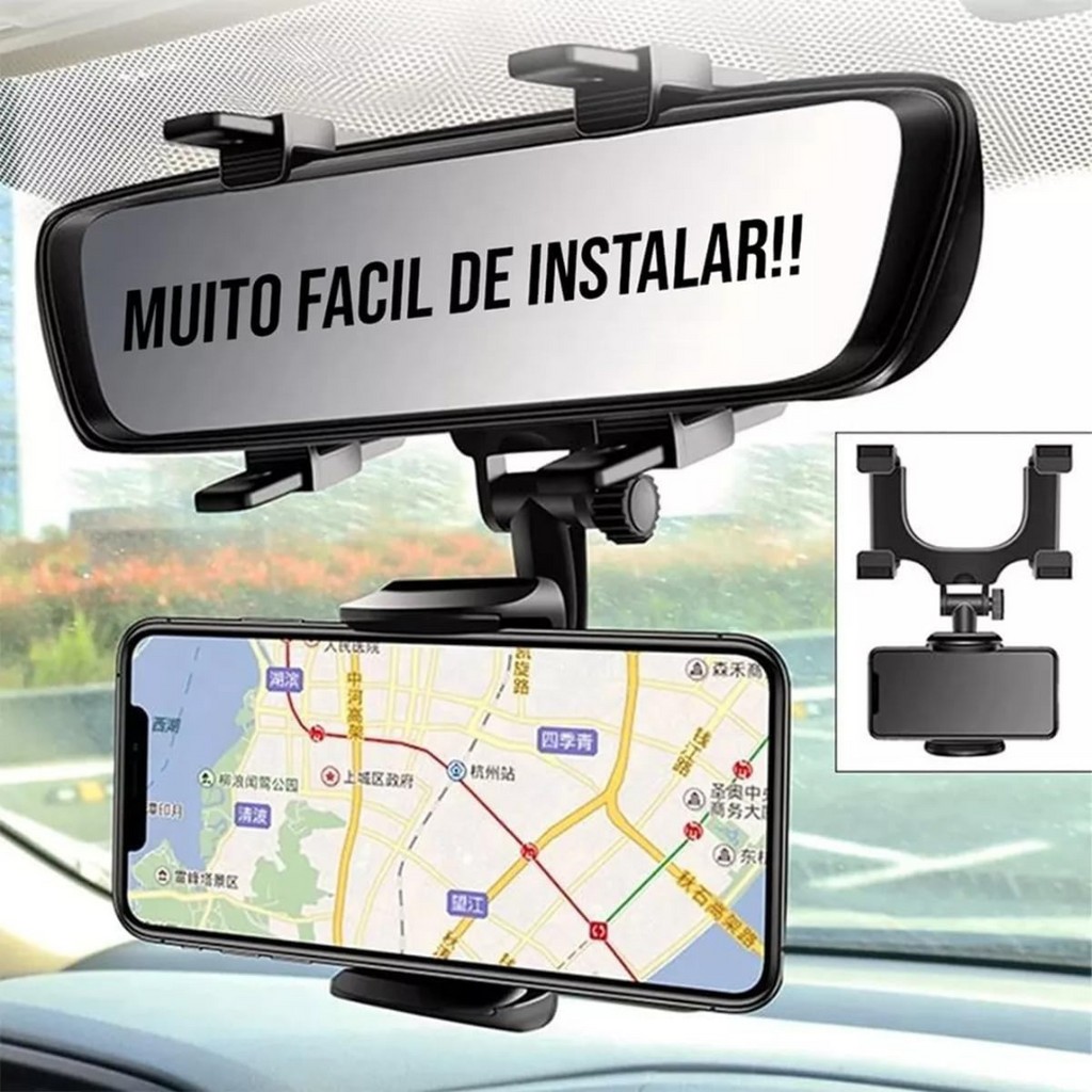Suporte Celular Carro Garra Retrovisor Interno Articulado Universal  Refor&ccedil;ado | Shopee Brasil