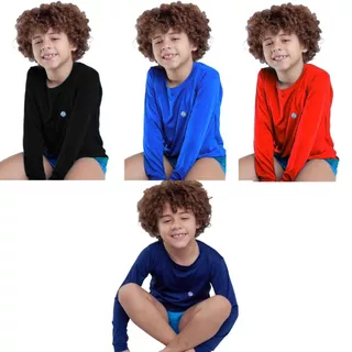 Kit 4 Camisa Infantil Térmica Uv50+ Proteção Solar Menino Segunda Pele