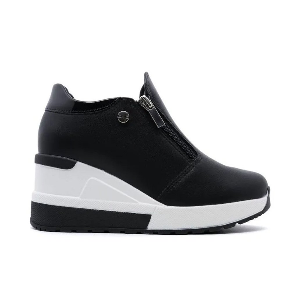 Plataforma Anabela Sneaker Quiz Preto Tenis Sneaker Plataforma