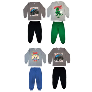 Kit 4 Peças de Roupas Masculino Infantil Inverno – 2 blusas casacos + 2 calças de 1 ao 14