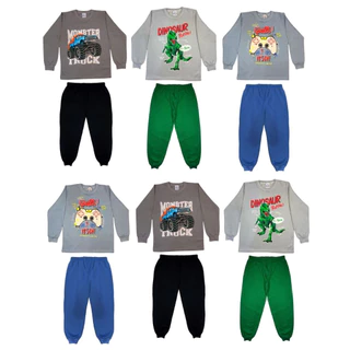 Kit 6 Peças de Roupas Masculino Infantil Inverno – 3 blusas casacos + 3 calças de 1 ao 14