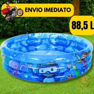 Piscina Inflável Infantil 3 Anéis Transparente 88,5 Litros Fundo Do Mar Para Crianças, Bebes, Para Campo, Praia, Piscina, Piscina de Bolinha Material Resistente