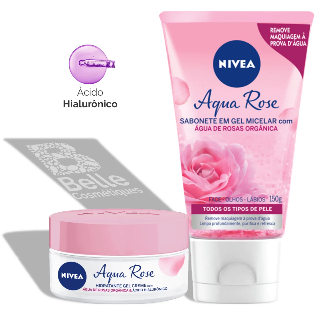 Nivea Aqua Rose Creme Hidratante 50g e Sabonete em Gel 150g
