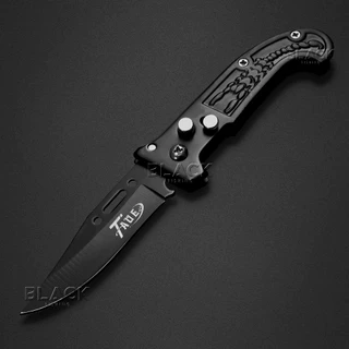 Canivete Automático Com Trava Militar Saque Rápido Aço Inox Preto 15,5 cm Pesca Camping Trilha