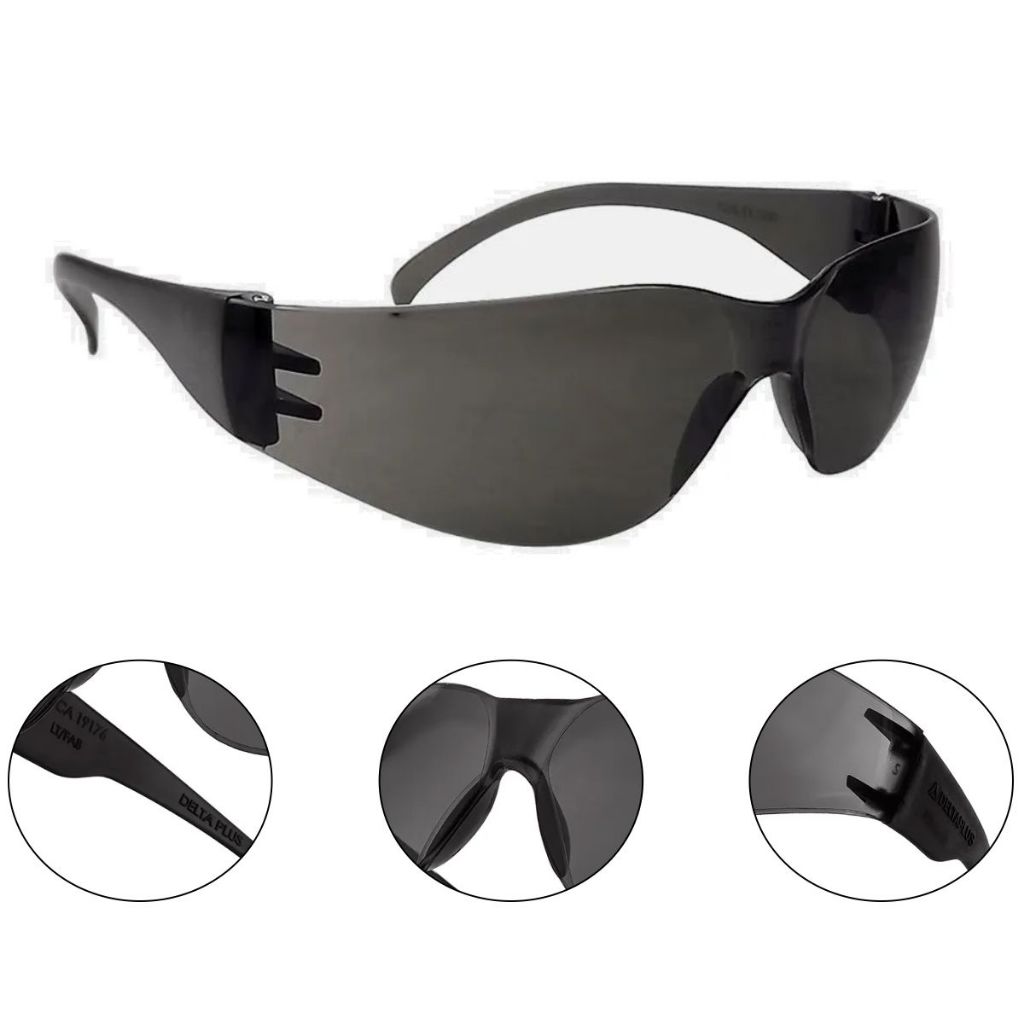 Óculos de Proteção Summer Lente Fumê Escuro Segurança Raios UV Obra Epi Delta Plus