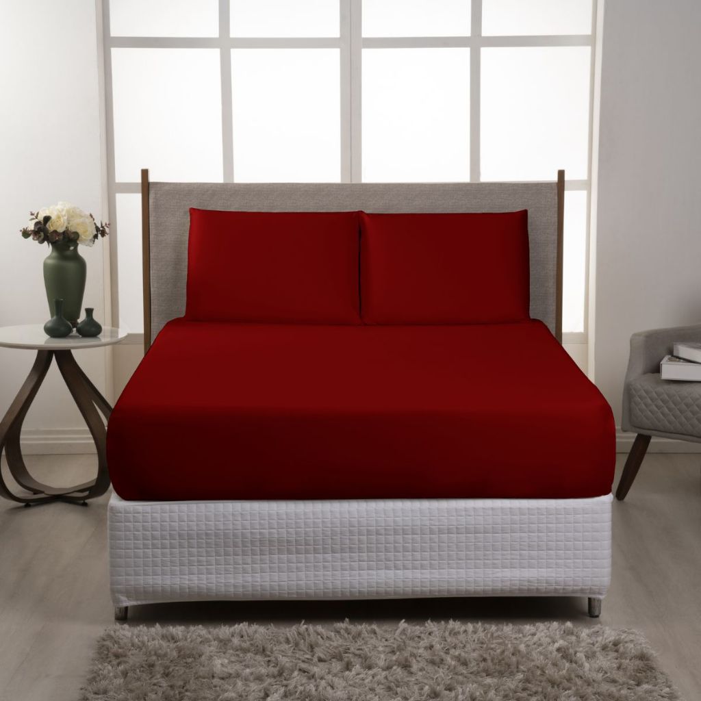 Jogo de Lençol Super King Size Cama Box Com Elástico + 2 Fronhas
