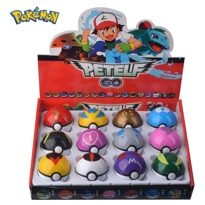 Kit 12 Pokebolas / 12 Miniaturas Bonecos Pokemon + 24 Mini Adesivos ...