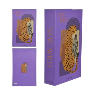 Caixa Livro Falso Decorativo Fake Stay Wild Onça Roxo