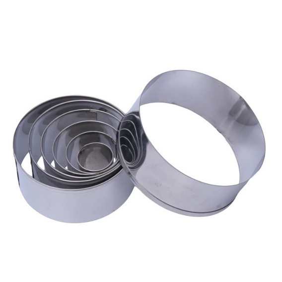 Jogo Cortador De Massas Redondo Liso - 7 Peças - Aço Inox