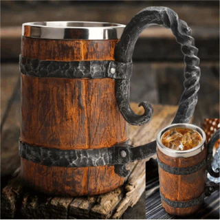 CANECA RESINADA BARRIL MEDIEVAL MADEIRA RUSTICA GRANDE 600ML VIKING CHOPP CERVEJA PRESENTE RETRO