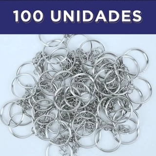 Argola Para Chaveiro Com Corrente 25mm 100 Peças Em Niquel Prata Artesanato Utilidades Acessorios Decoração