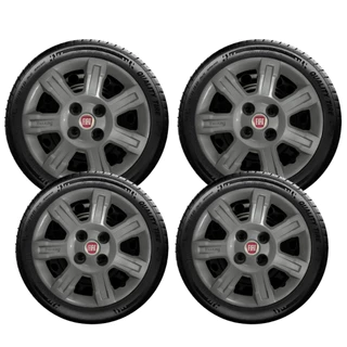 Kit Calota Grafite Aro 14 Fiat Strada Trekking 2014 2015 166