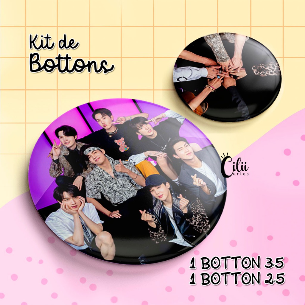 Bottons BTS - 2,5 / 3,5cm personalizado | Shopee Brasil