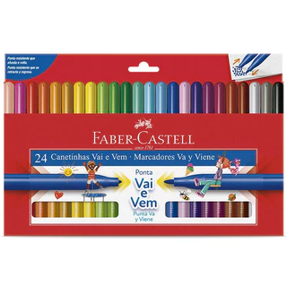 Canetinha Hidrográfica 24 Cores, Faber-Castell comum ou vai e vem