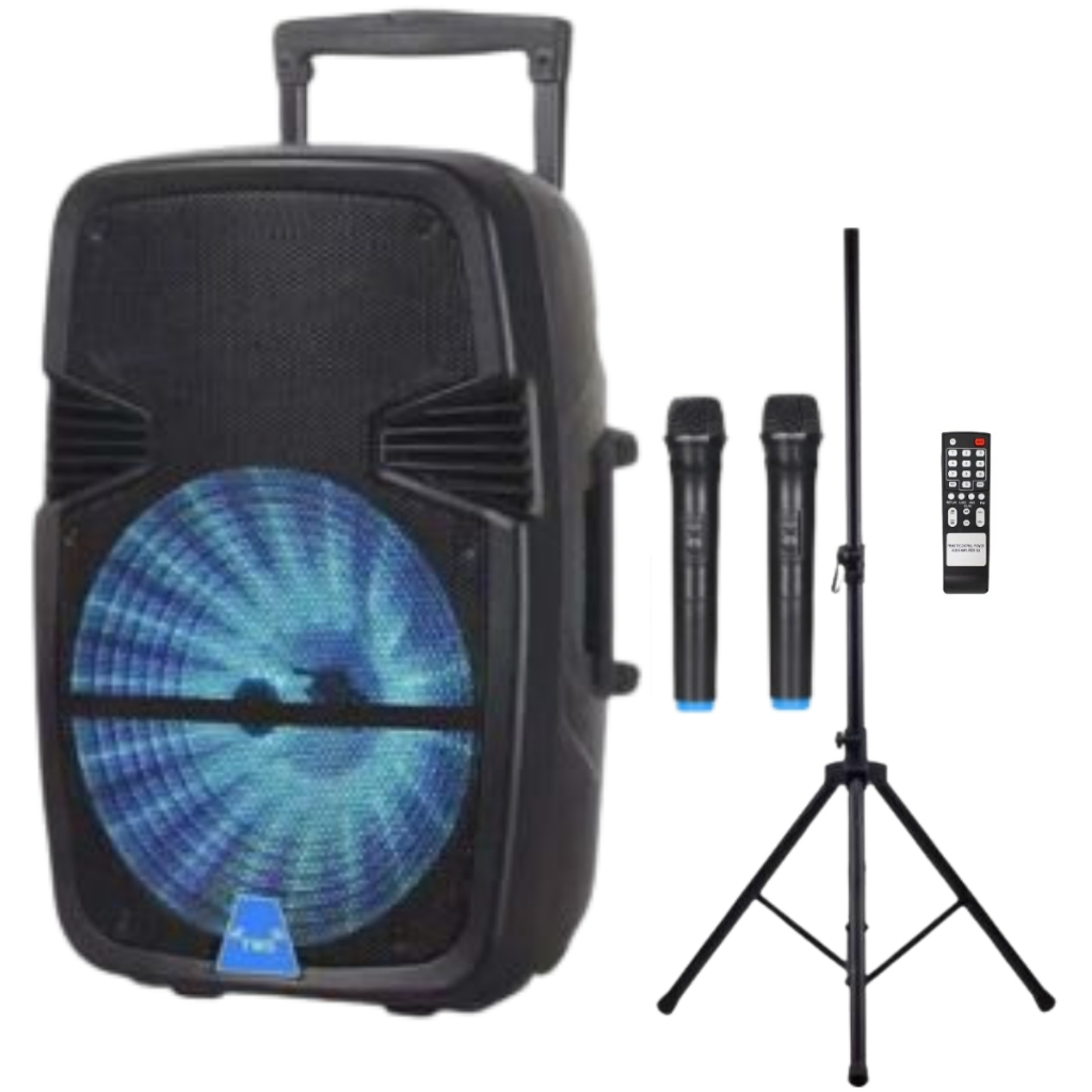 Kit Caixa Amplificada + Microfone Sem Fio Duplo Uhf + Tripé