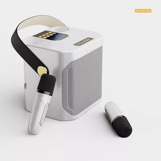 Caixa de som 15W Com Duas MIcrofones Bluetooth Portátil de Karaokê Som Variável koleer S882