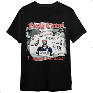 Camiseta Facção Central Banda De Rappie Preta Adulto Plus Size G1 G2 G3 Unissex Masculina Feminina 100% Algodão