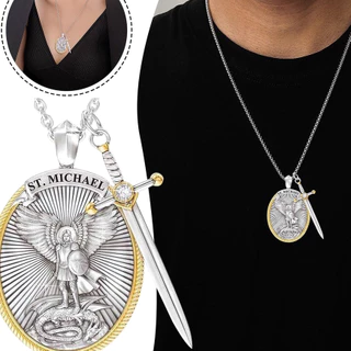 São Miguel Anjo Colar Criativo Cavaleiro Escudo Vintage Pingente Jóias Masculinas