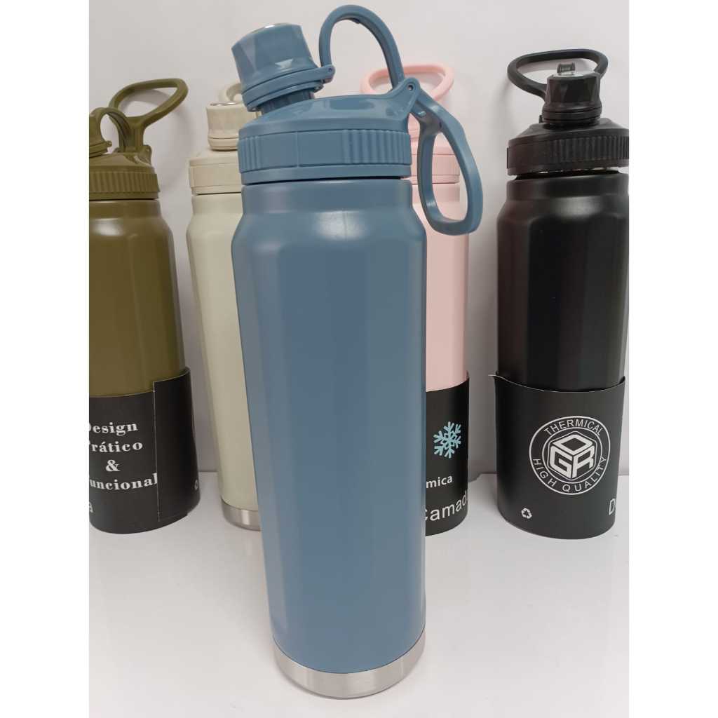 Garrafa Térmica Isotérmica 750ml Dupla Camada Premium Com Canudo Esportes Academia Fitness Escolar