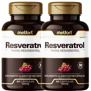 Kit 2 x Resveratrol 500mg 120 Cápsulas Suplemento Alimentar