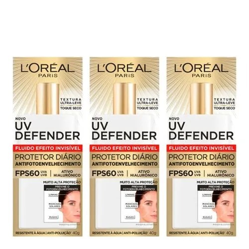 Protetor Solar Facial L Or Al Paris Uv Defender Fluido Efeito Invis Vel Antifotoenvelhecimento