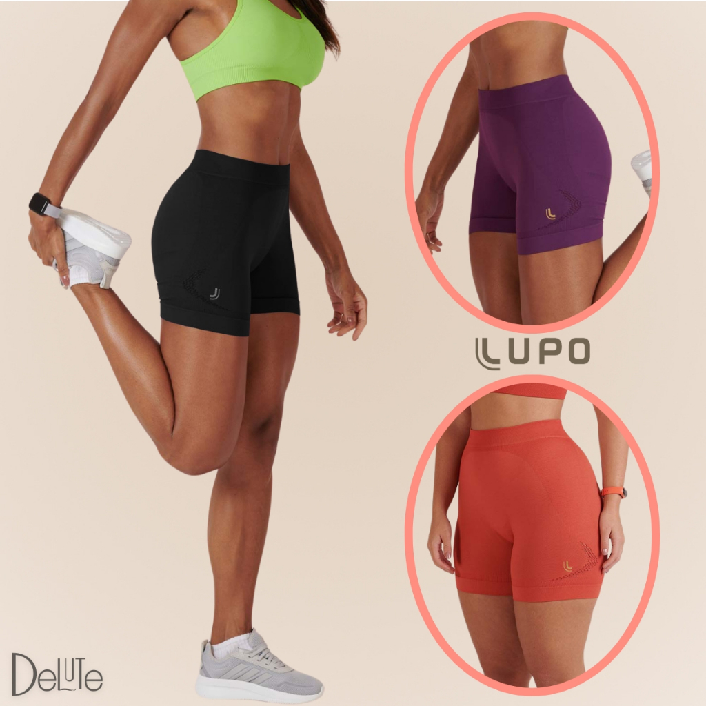 Short Lupo Attack Sport Feminino Adulto Fitness Comfortfit Cós Alto de Academia Compressão