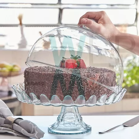 Boleira com pé e tampa de vidro pétalas de jasmin Vitazza