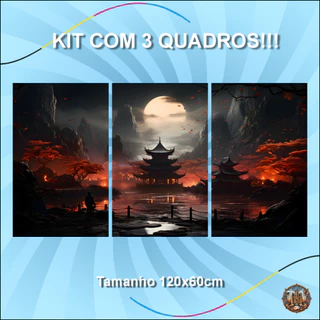 Quadro decorativo, sala, quarto, cozinha, Lanchonete, decoração, 3peças, kit, escritório, samurai
