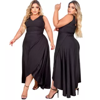 Saia Envelope Curve Feminina Plus Size Longa de Amarrar Saida Praia Moda Casual com Forro Viscose