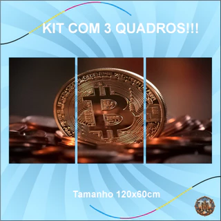 Quadro decorativo, sala, quarto, cozinha, Lanchonete, decoração, 3peças, kit, escritório, bitcoin