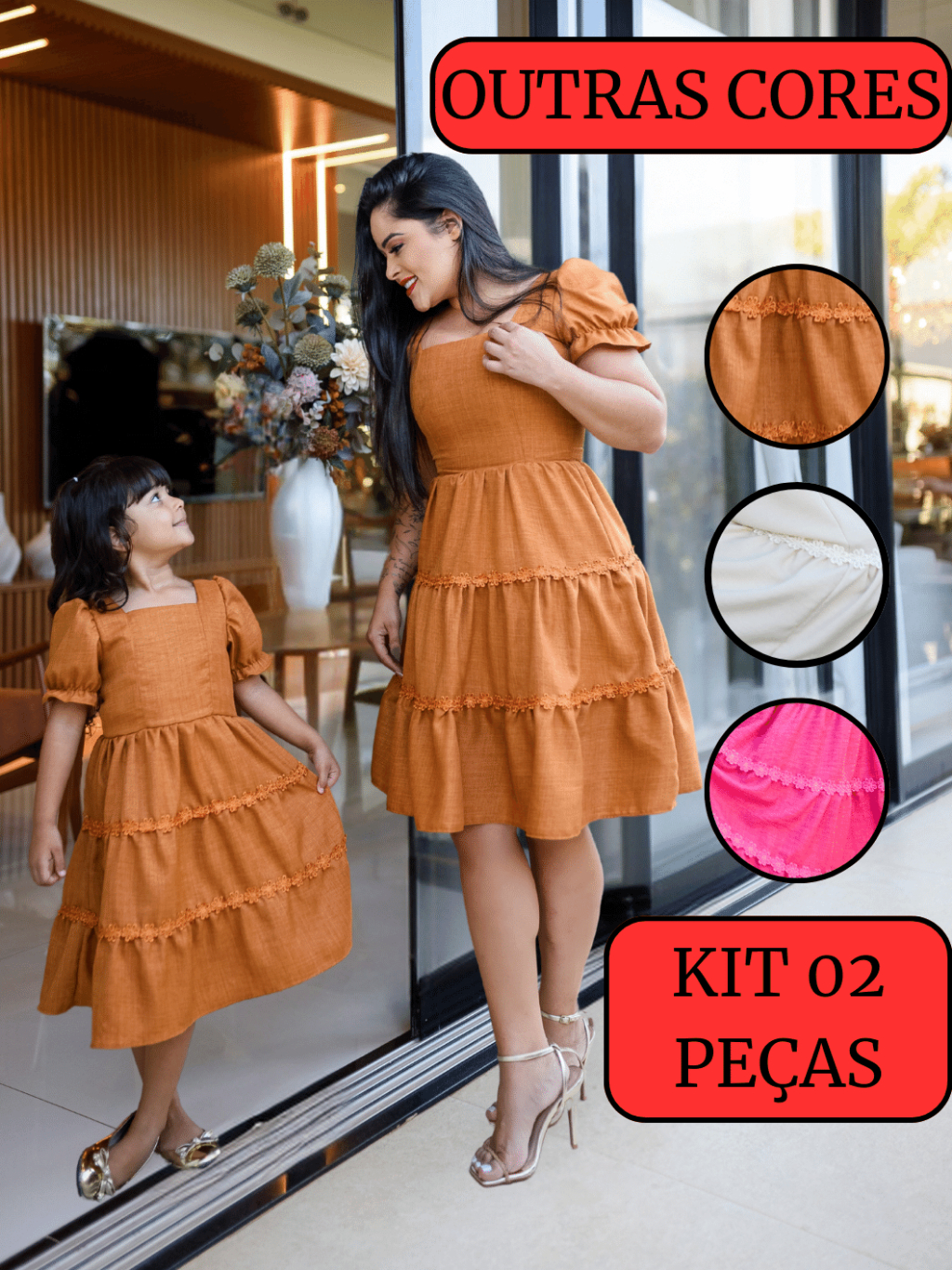 kit Vestido Tal Mãe Tal Filha Moda Evangelica Dia das Mães Combo