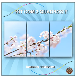 Quadro decorativo, sala, quarto, cozinha, decoração, 3peças, kit, escritório, galho, cerejeira