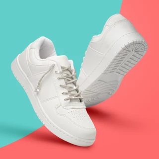 Tênis Casual Feminino Mácio E Confortável Com Cadarço Glitter Brilho