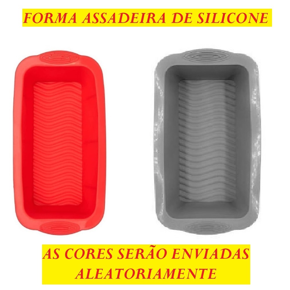 Forma de Silicone Retangular 24x13cm Vermelha ou Cinza Silicone Não Tóxico Artigo de Cozinha Assadeiras e Decoração Forno