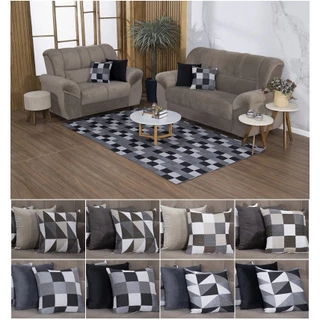 Kit Sala Tapete 2,50 x 1,45 + 4 Capas de Almofada Jacquard Luxo Antiderrapante Super Moderno