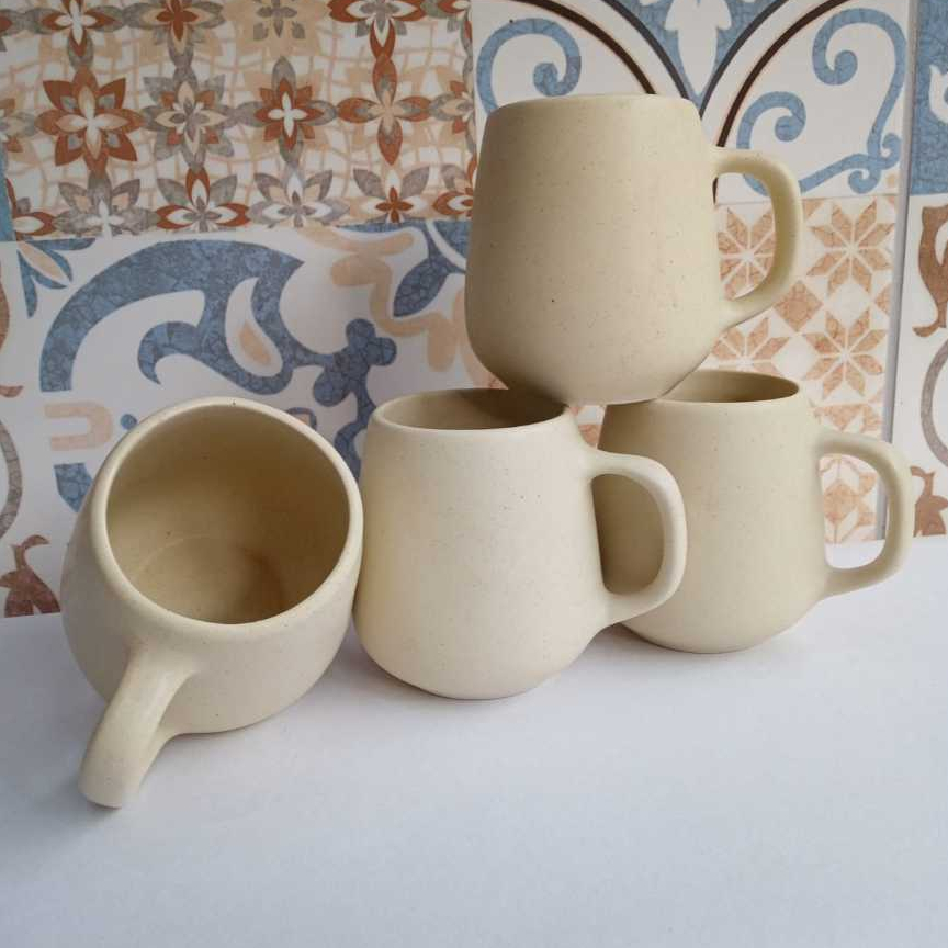 Jogo 6 Xicara Caneca Bojuda 260ml Porcelana Chá Café