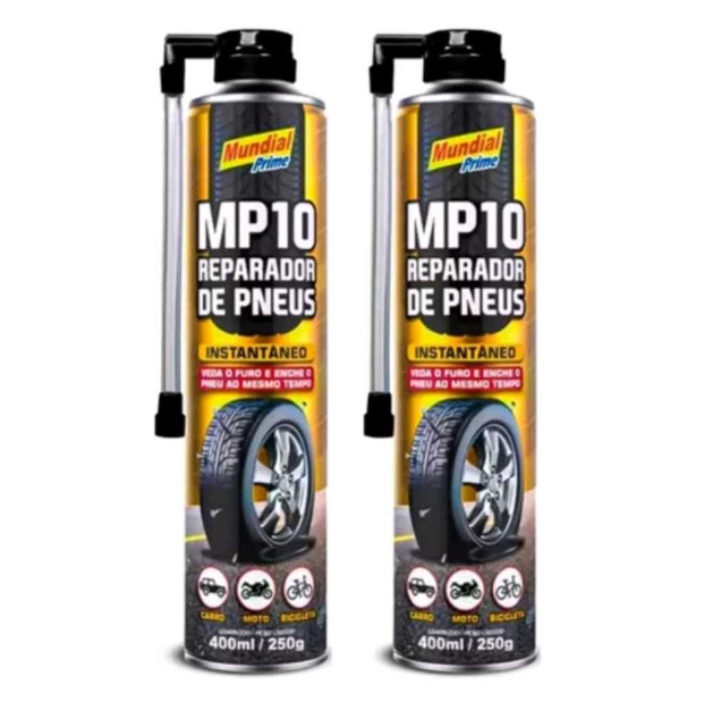 KIT 2 Reparador Spray Instantâneo De Furo Pneu 400ML 260G Carro - Bike - Moto Profissional